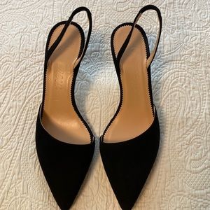 Black kid suede J Crew Slingback Colette Pump